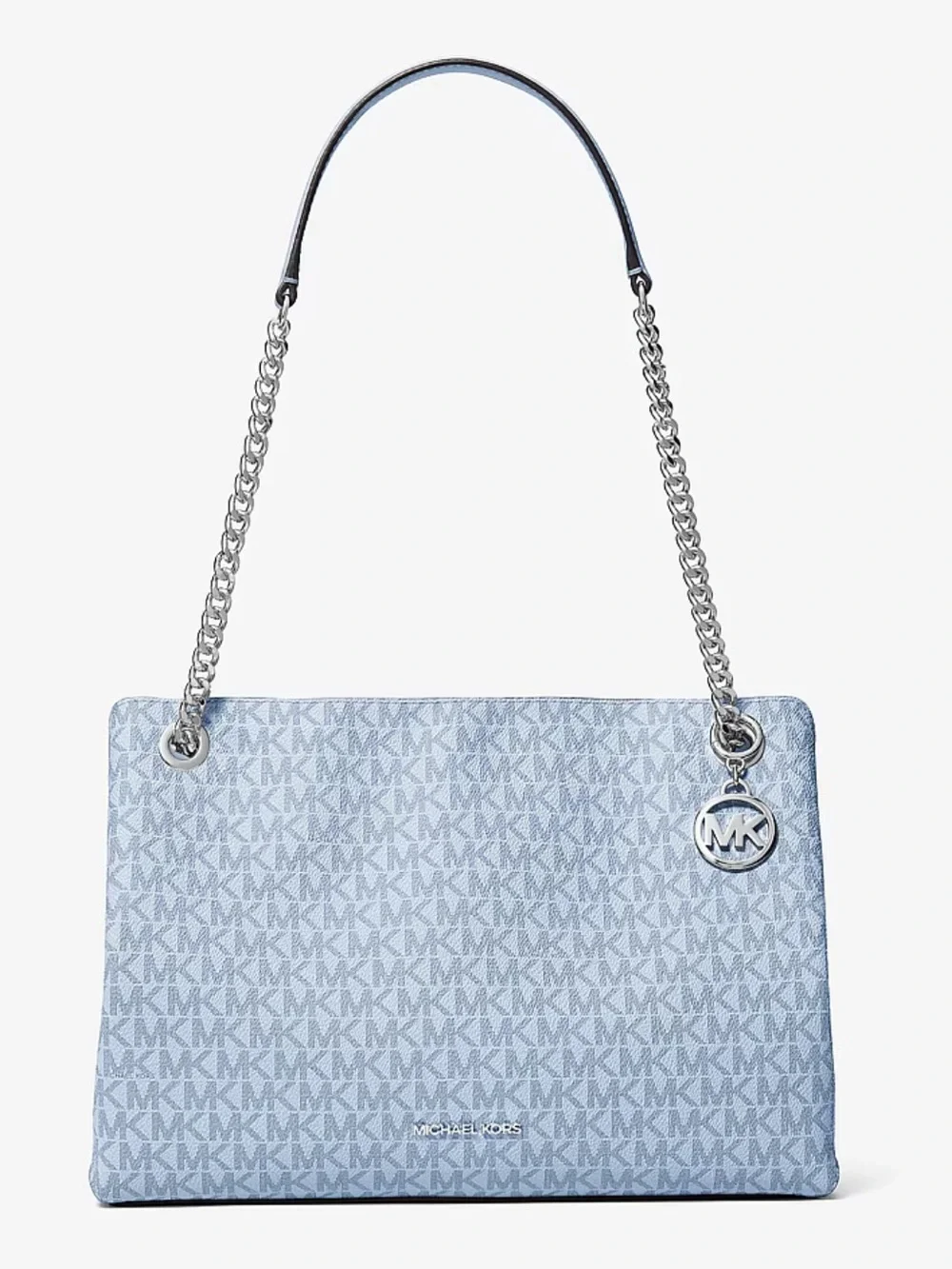 Michael Kors Pale Blue MK Logo Chain Shoulder Bag